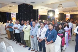 Everyone is singing the National Anthem