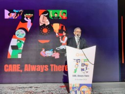 Ramesh Singh, Regional Director - Asia, speaking at the national event for CARE 75 year celebration